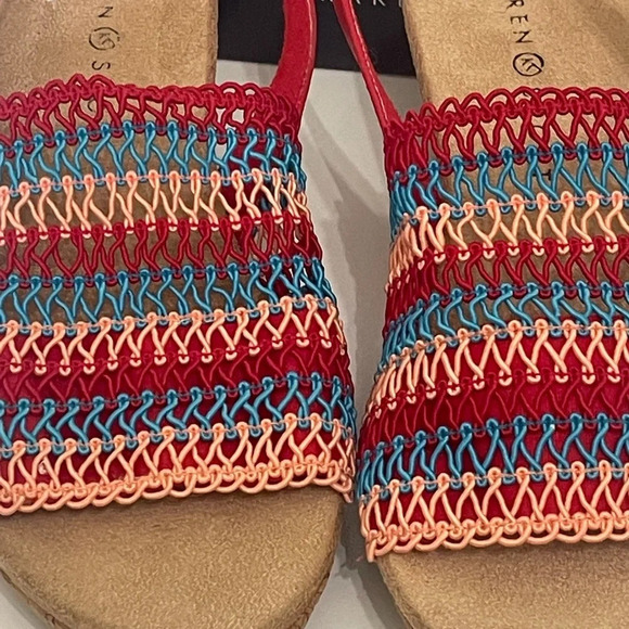 KAREN SCOTT Womens Cushioned Wedge Slip On Slingback sandals sz 9 red blue pink - Picture 5 of 14